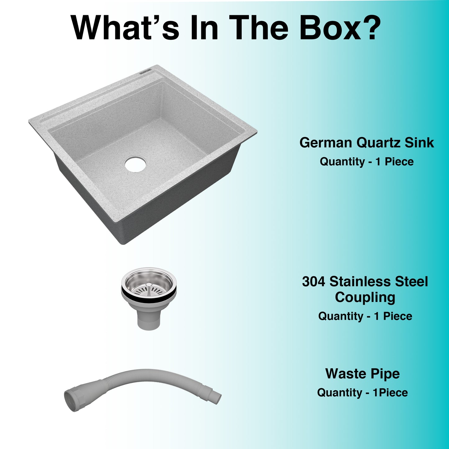 German Quartz Single Bowl Kitchen Sink with Faucet Deck- Crater (22" x 20" x 8")