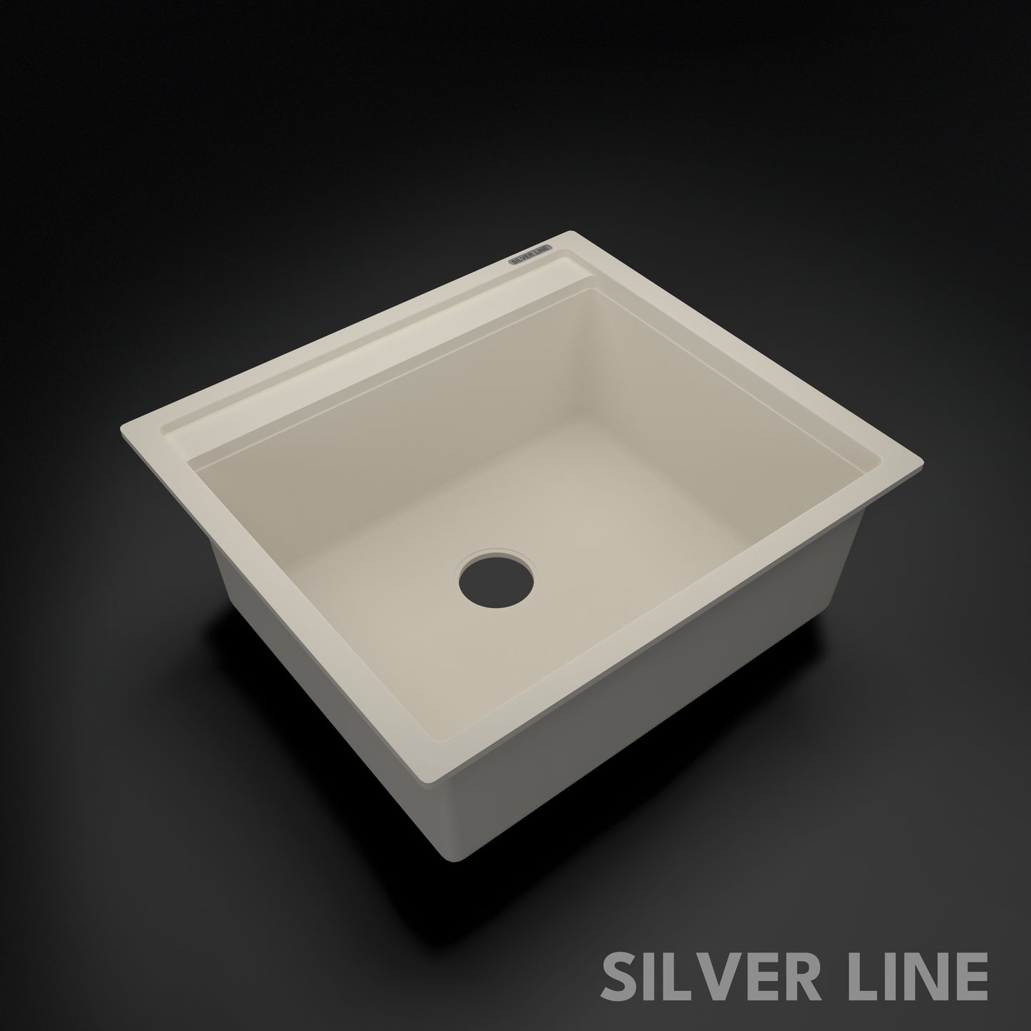 German Quartz Single Bowl Kitchen Sink with Faucet Deck- Ivory (22" x 20" x 8")
