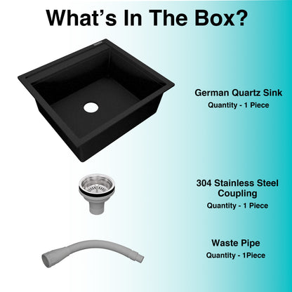 German Quartz Single Bowl Kitchen Sink with Faucet Deck- Starry Night (22" x 20" x 8")