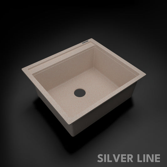German Quartz Single Bowl Kitchen Sink with Faucet Deck- Cornflakes (22" x 20" x 8")