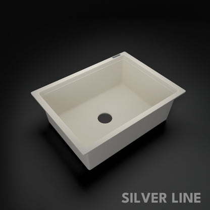 German Quartz Single Bowl Kitchen Sink - Ivory (24" x 18" x 8")