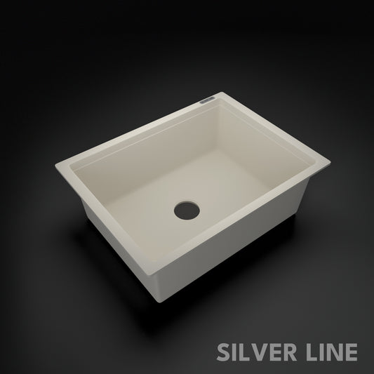 German Quartz Single Bowl Kitchen Sink - Ivory (24" x 18" x 8")