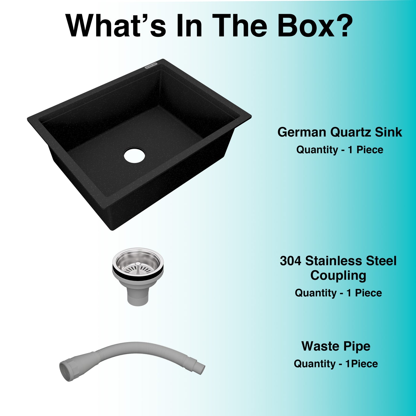 German Quartz Single Bowl Kitchen Sink - Starry Night (24" x 18" x 8")