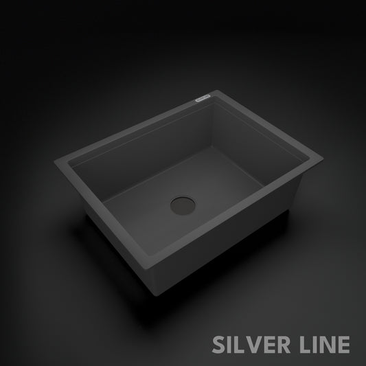 German Quartz Single Bowl Kitchen Sink - Slate (24" x 18" x 8")