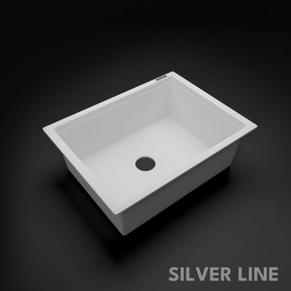 German Quartz Single Bowl Kitchen Sink - Snow White (24" x 18" x 8")