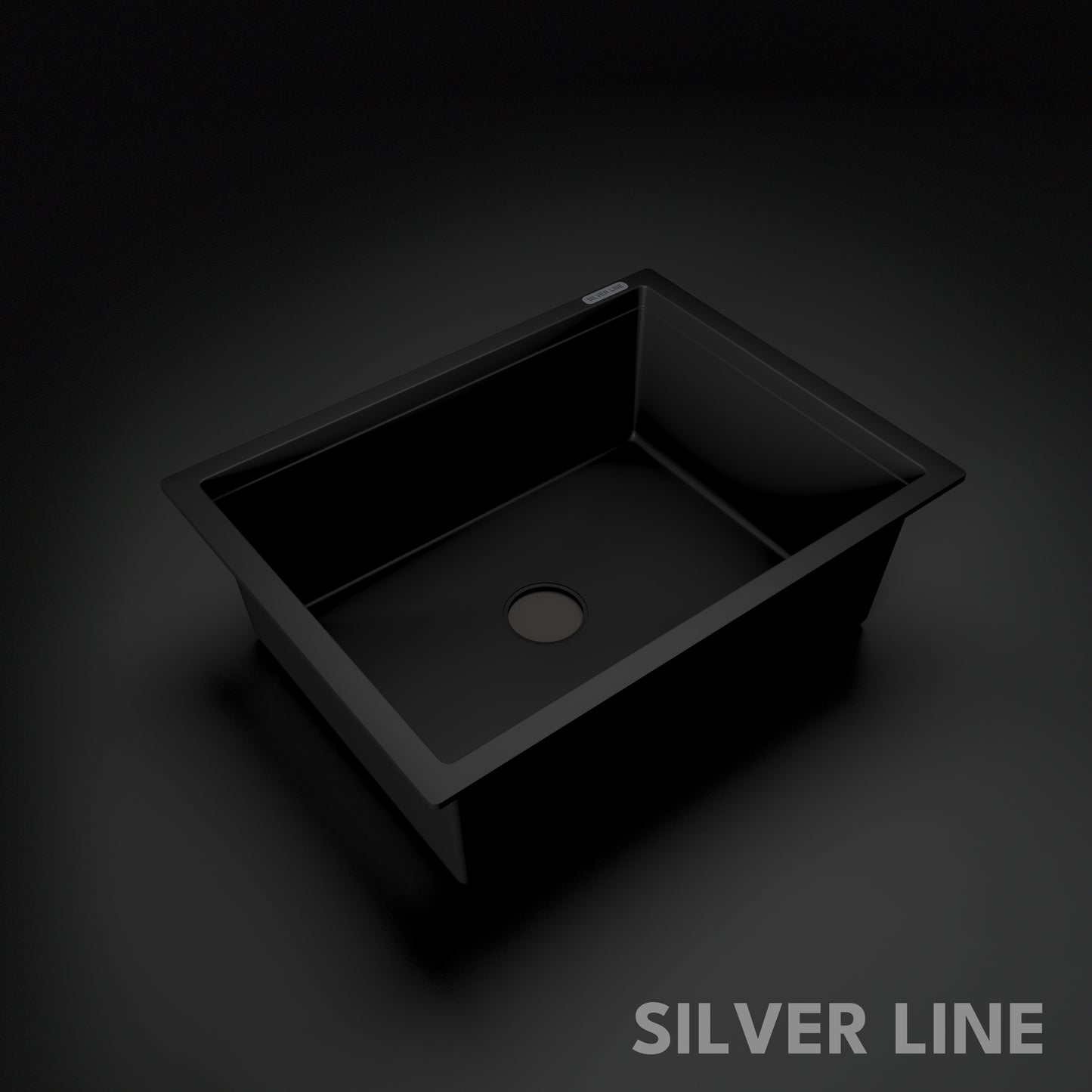 German Quartz Single Bowl Kitchen Sink - Midnight Black (24" x 18" x 8")