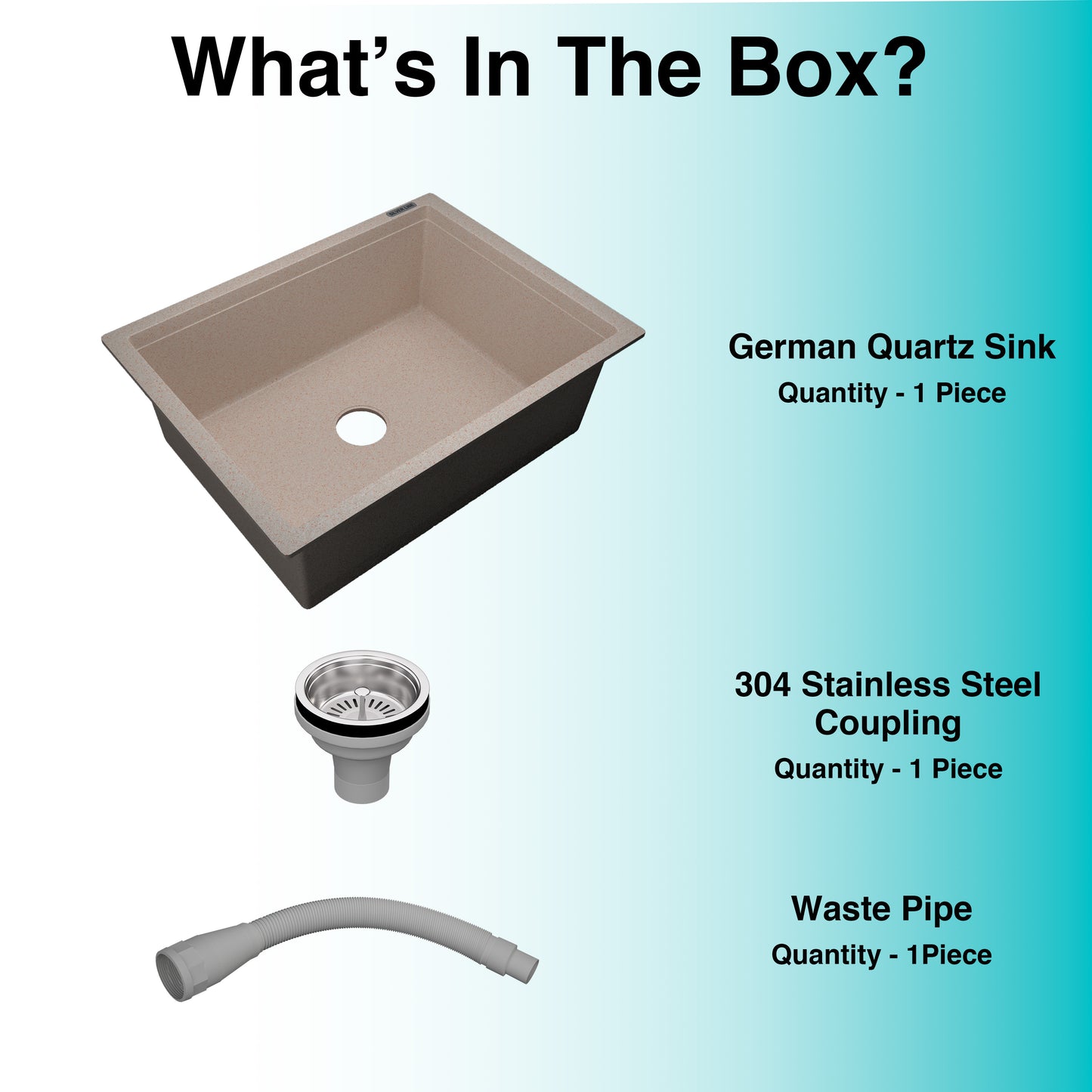 German Quartz Single Bowl Kitchen Sink - Cornflakes (24" x 18" x 8")