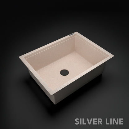 German Quartz Single Bowl Kitchen Sink - Cornflakes (24" x 18" x 8")