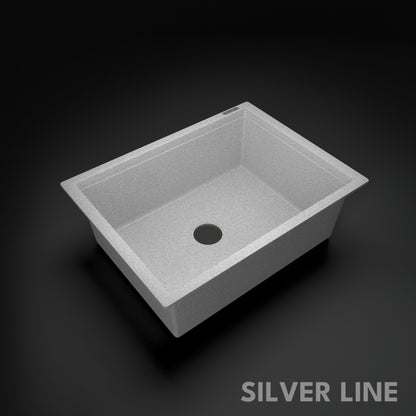 German Quartz Single Bowl Kitchen Sink - Crater (24" x 18" x 8")