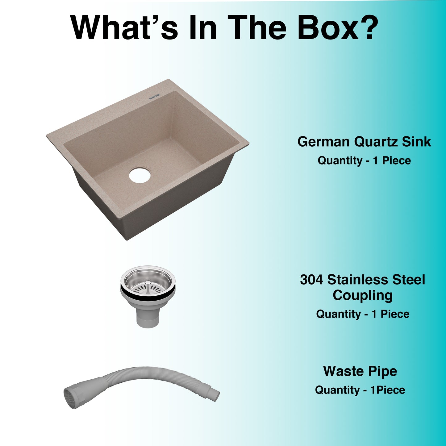 German Quartz Single Bowl Kitchen Sink with Faucet Deck- Cornflakes (24" x 20" x 9")