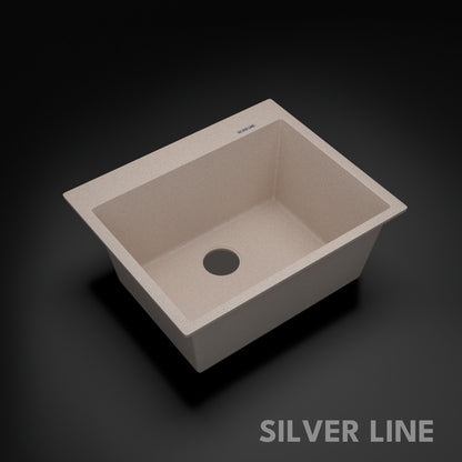 German Quartz Single Bowl Kitchen Sink with Faucet Deck- Cornflakes (24" x 20" x 9")