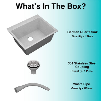 German Quartz Single Bowl Kitchen Sink with Faucet Deck- Crater (24" x 20" x 9")