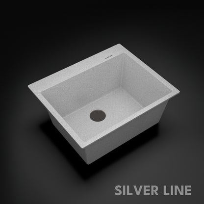 German Quartz Single Bowl Kitchen Sink with Faucet Deck- Crater (24" x 20" x 9")