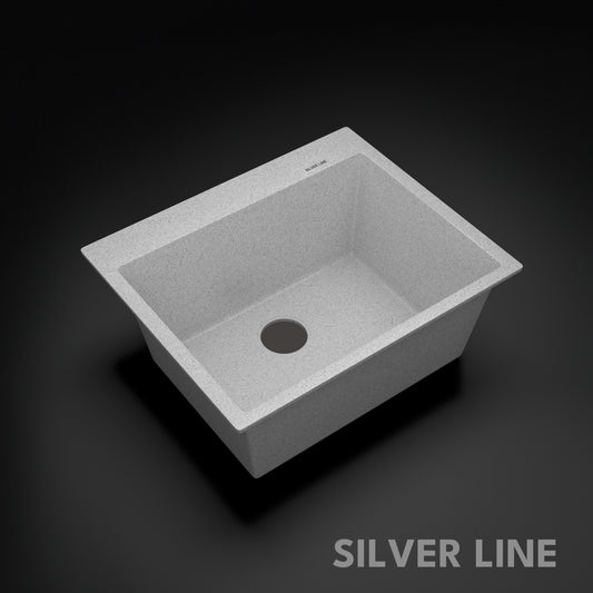German Quartz Single Bowl Kitchen Sink with Faucet Deck- Crater (24" x 20" x 9")