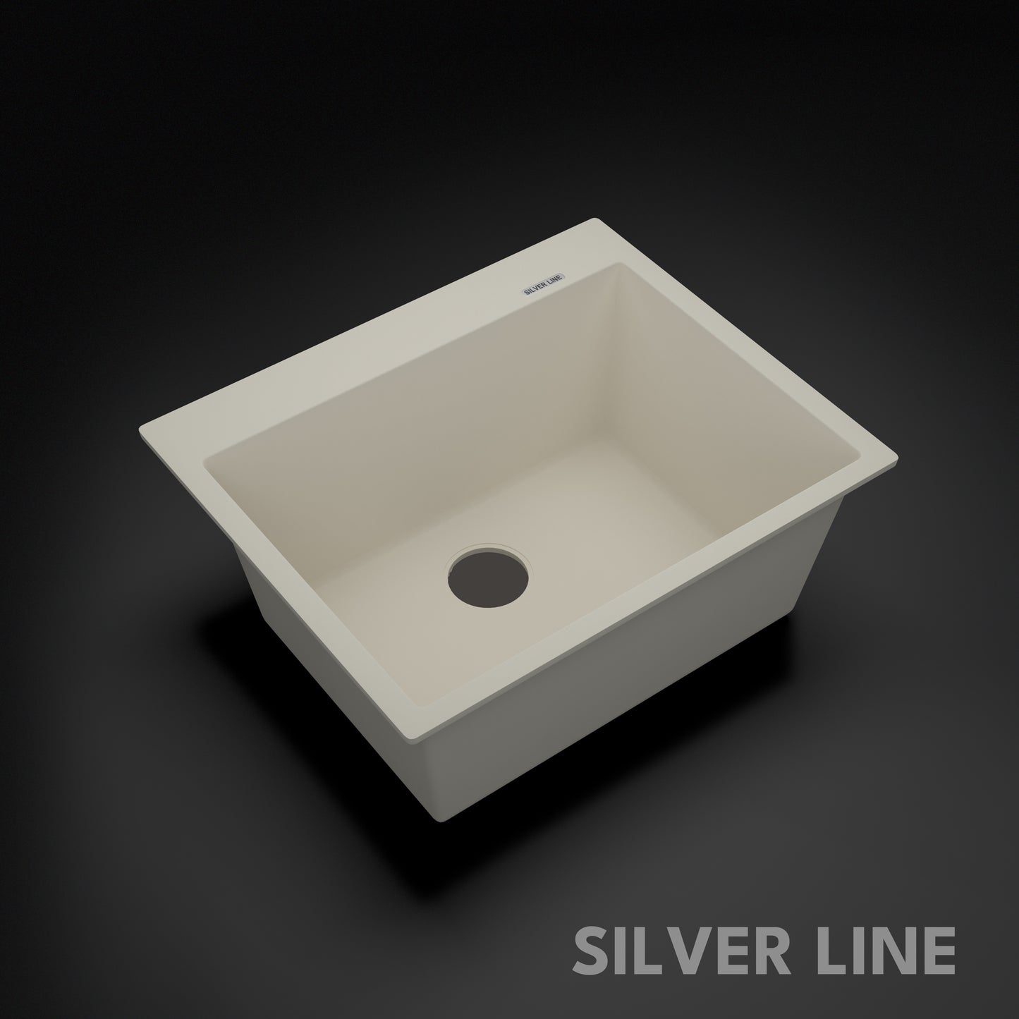 German Quartz Single Bowl Kitchen Sink with Faucet Deck- Ivory (24" x 20" x 9")