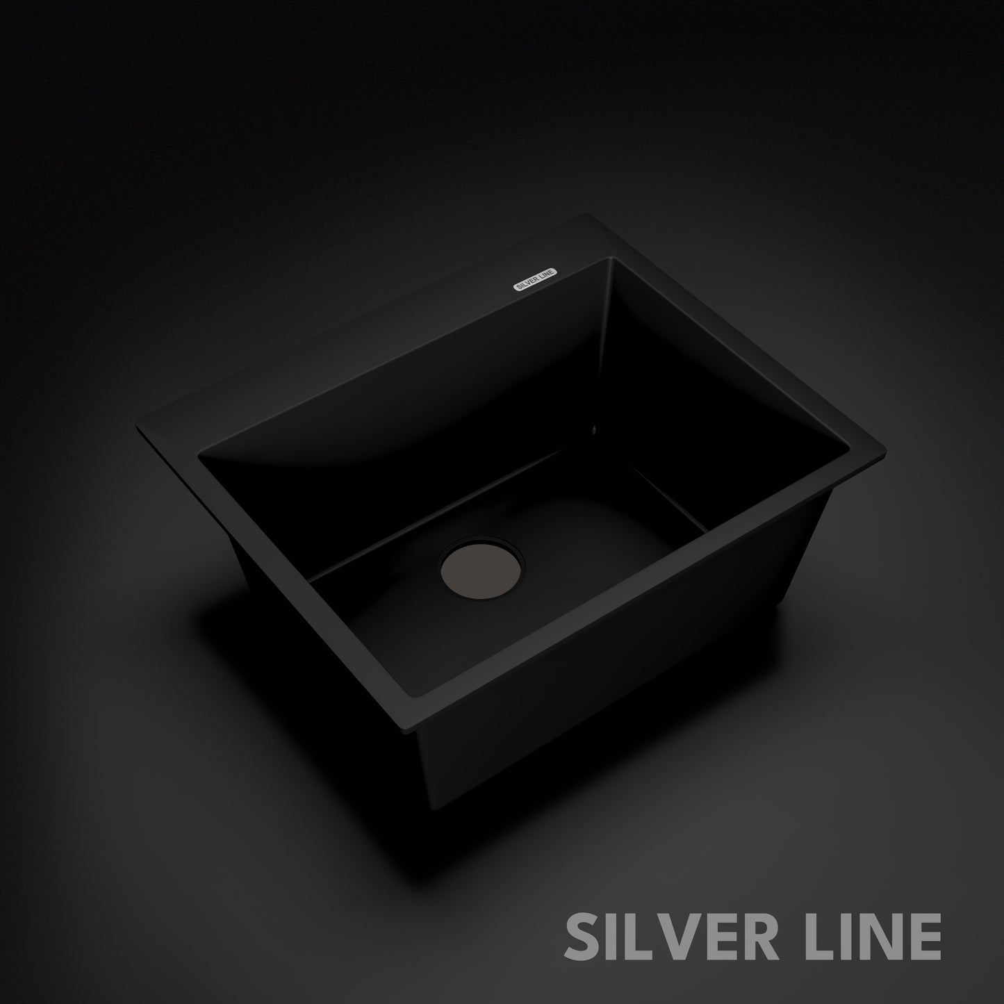 German Quartz Single Bowl Kitchen Sink with Faucet Deck- Midnight Black (24" x 20" x 9")