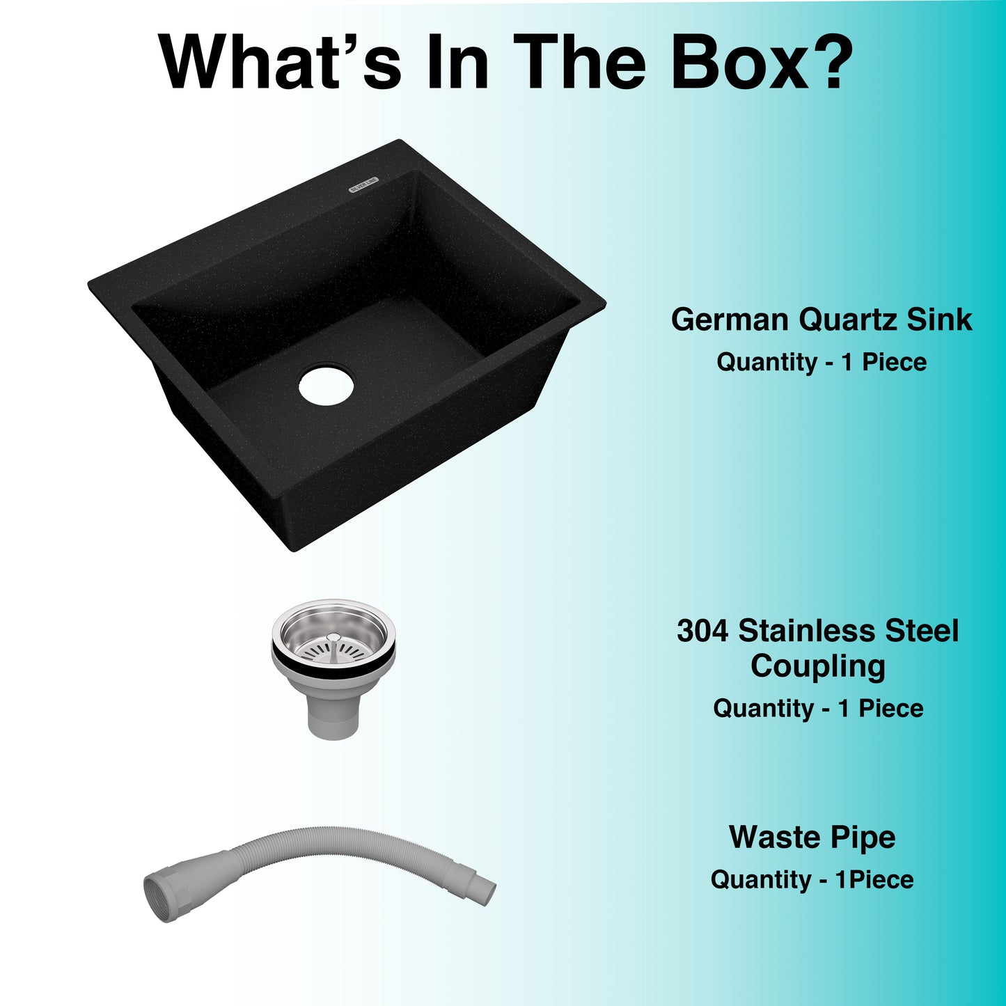 German Quartz Single Bowl Kitchen Sink with Faucet Deck- Starry Night (24" x 20" x 9")