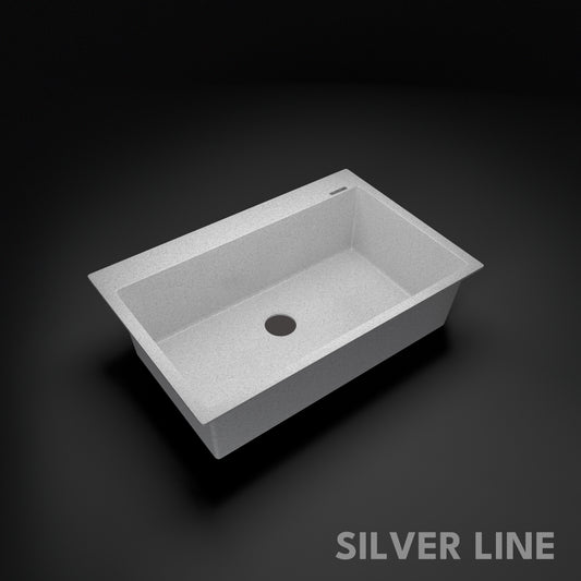 German Quartz Single Bowl Kitchen Sink with Faucet Deck- Crater (31" x 20" x 9")