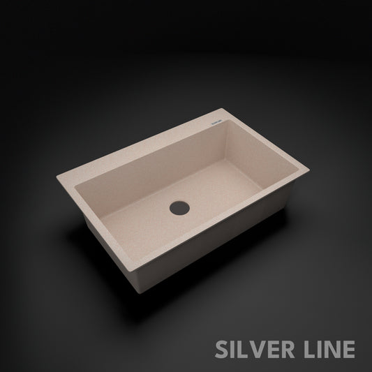 German Quartz Single Bowl Kitchen Sink with Faucet Deck- Cornflakes (31" x 20" x 9")