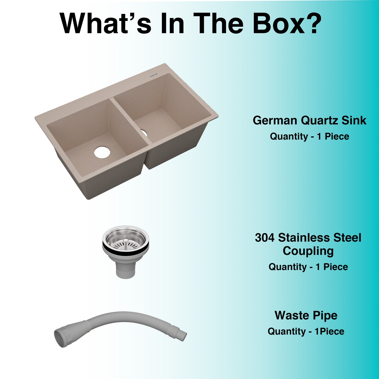 German Quartz Double Bowl Kitchen Sink with Faucet Deck - Cornflakes (34" x 20" x 9")