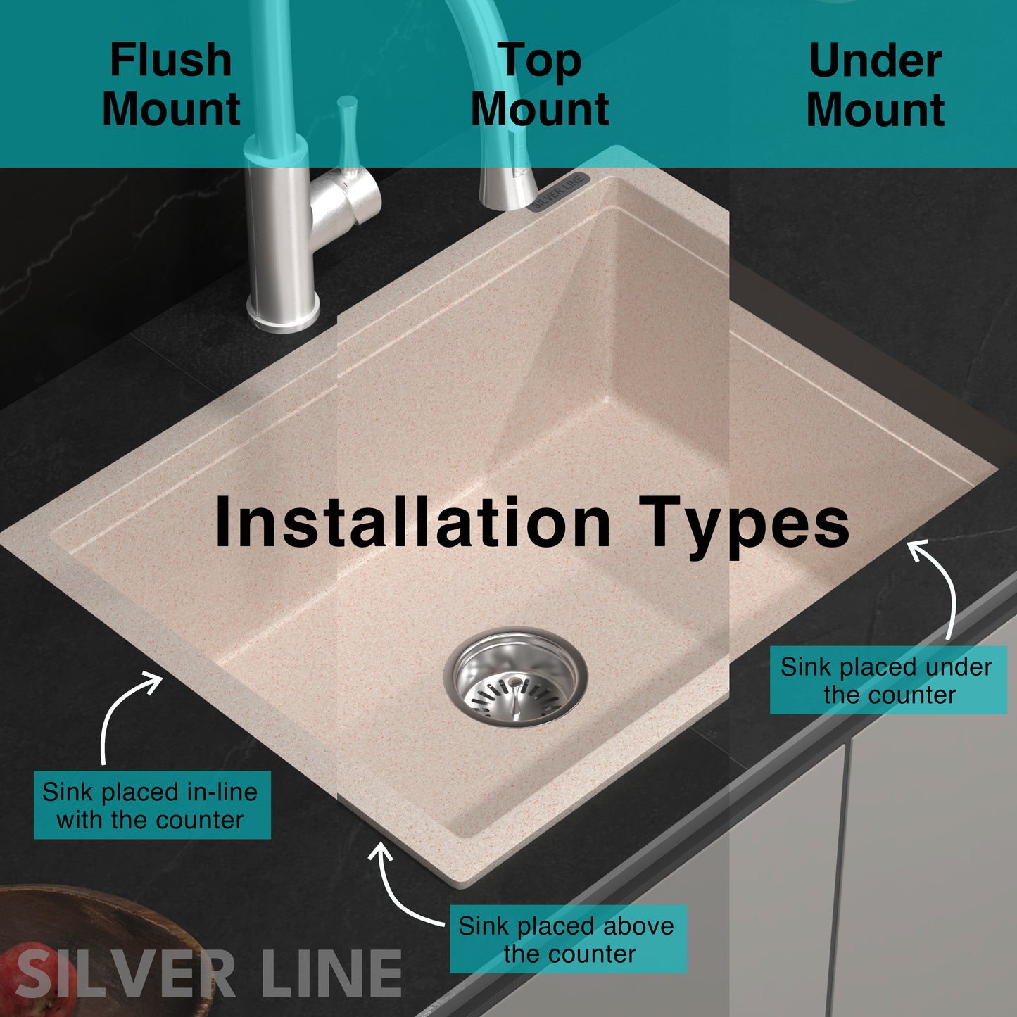 German Quartz Double Bowl Kitchen Sink with Faucet Deck - Cornflakes (34" x 20" x 9")