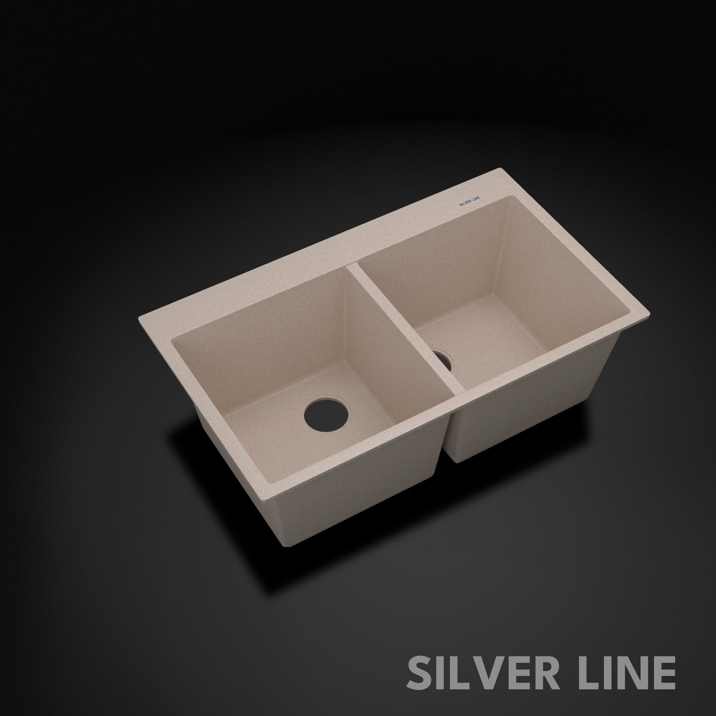 German Quartz Double Bowl Kitchen Sink with Faucet Deck - Cornflakes (34" x 20" x 9")