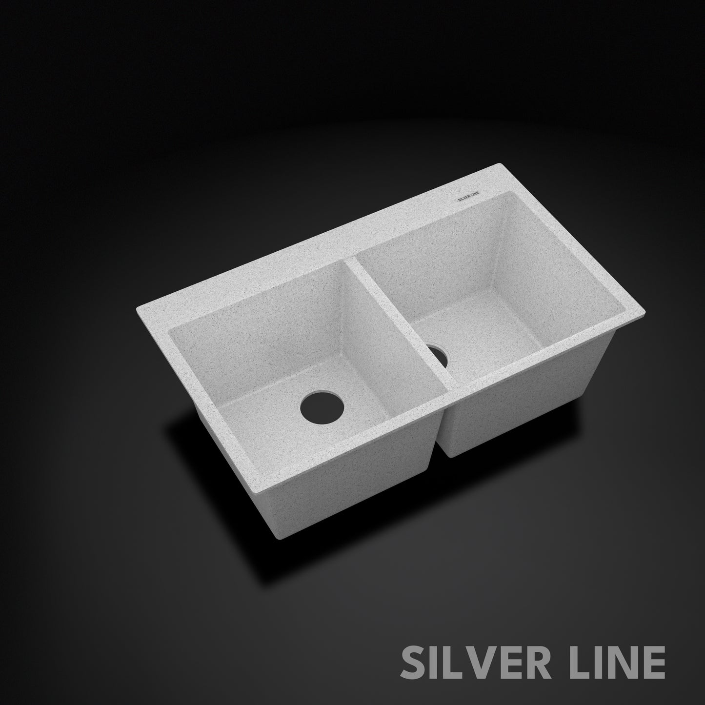 German Quartz Double Bowl Kitchen Sink with Faucet Deck - Crater (34" x 20" x 9")
