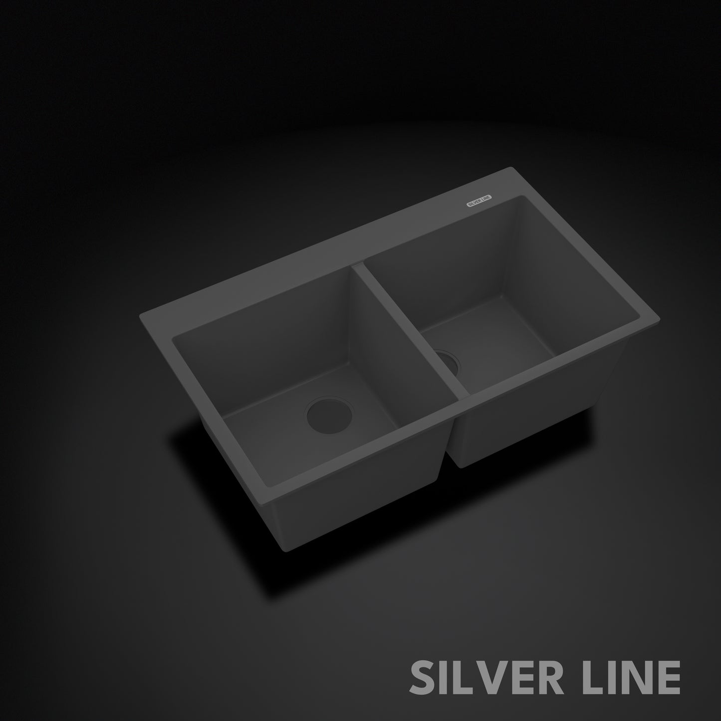 German Quartz Double Bowl Kitchen Sink with Faucet Deck - Slate (34" x 20" x 9")