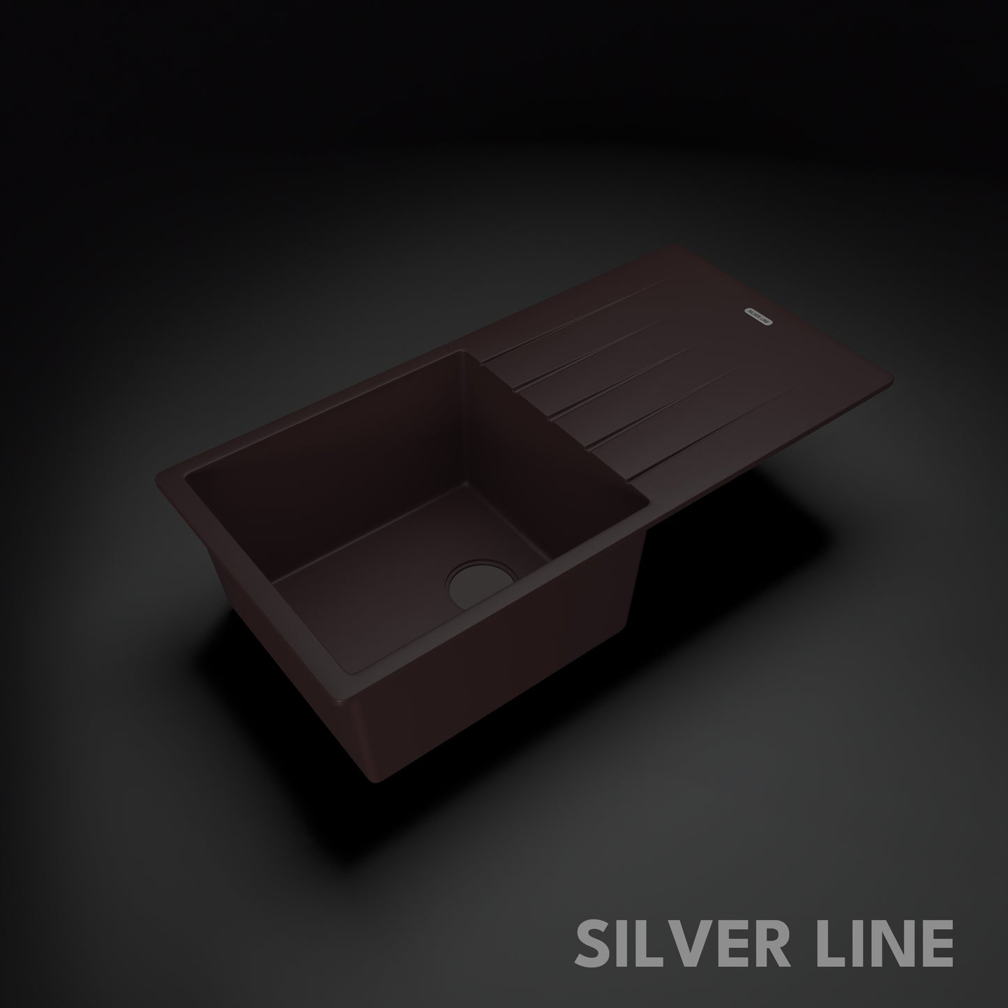 German Quartz Single Bowl Kitchen Sink with Drain Board - Coffee (36" x 18" x 9")