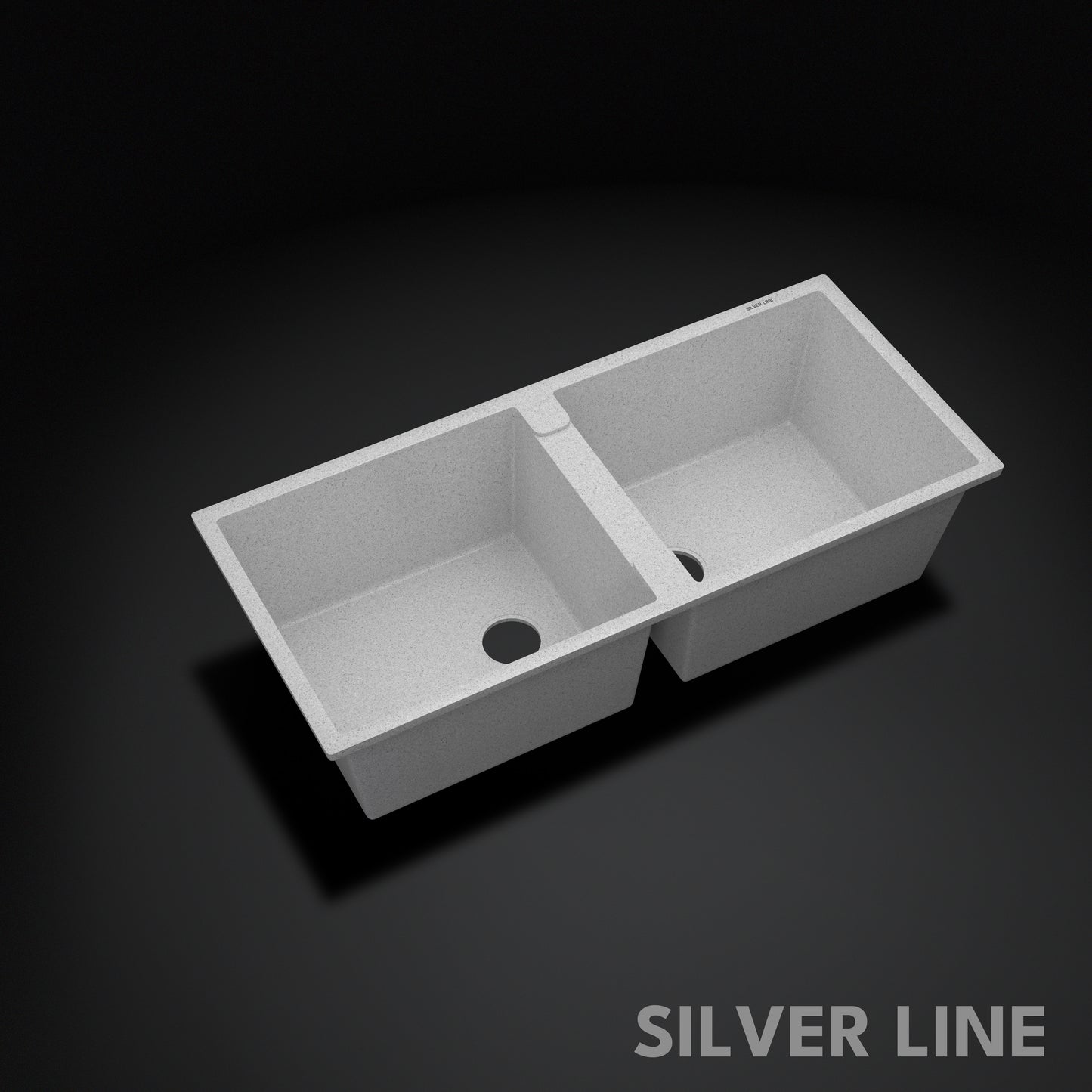 German Quartz Double Bowl Kitchen Sink with Faucet Hole - Coffee (45" x 20" x 9")