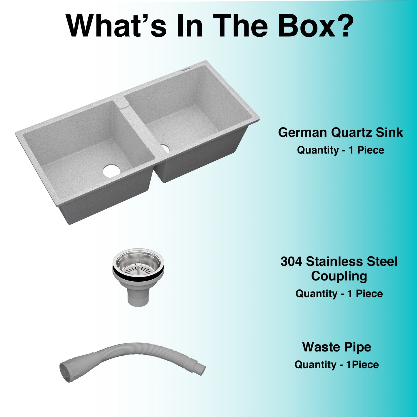 German Quartz Double Bowl Kitchen Sink with Faucet Hole - Coffee (45" x 20" x 9")