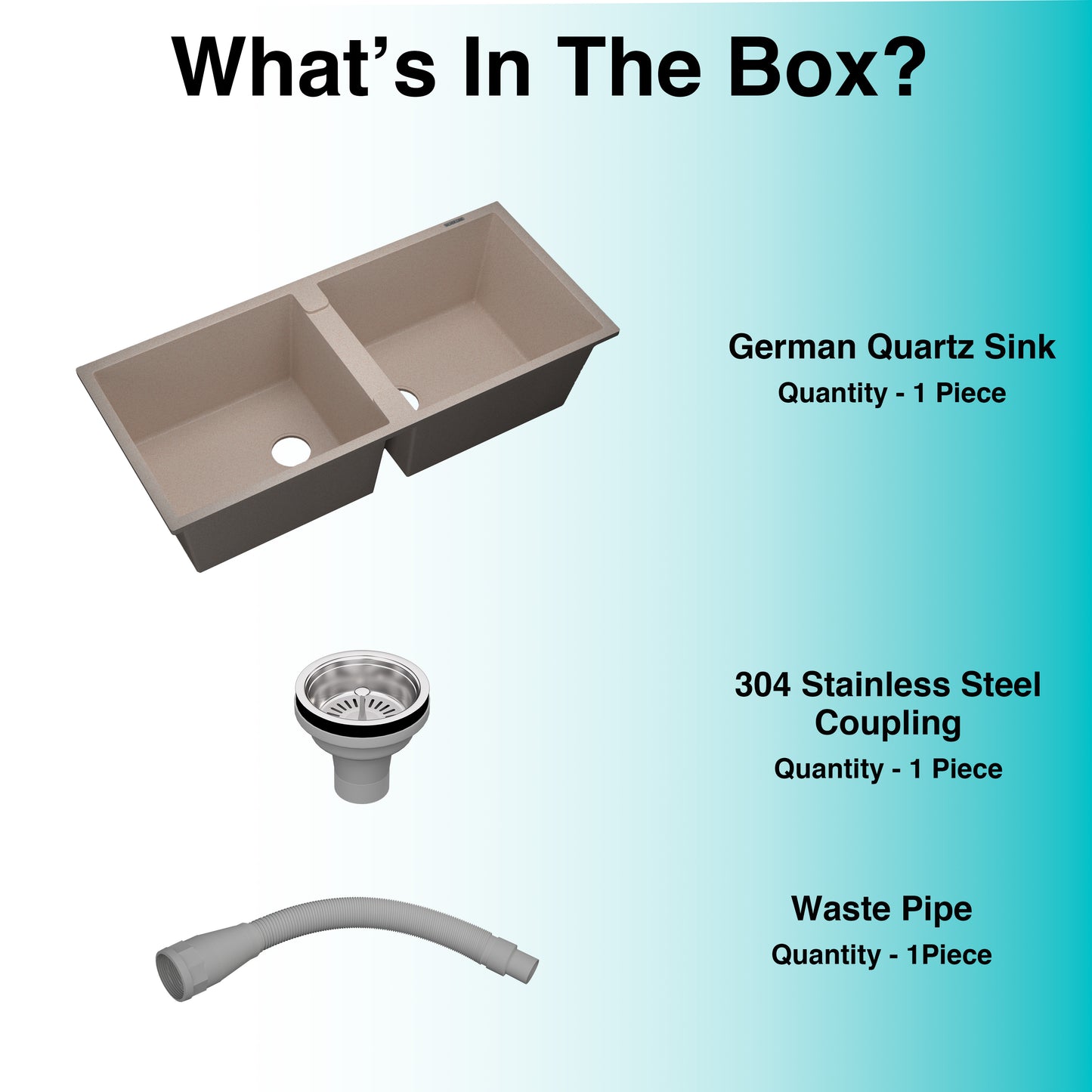 German Quartz Double Bowl Kitchen Sink with Faucet Hole - Cornflakes (45" x 20" x 9")