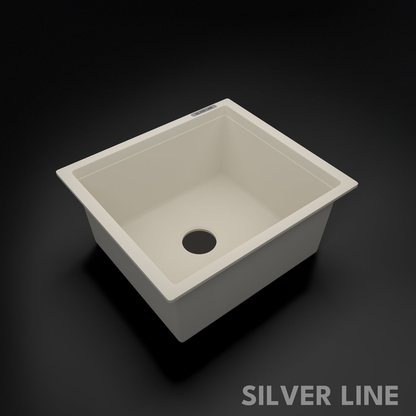 German Quartz Single Bowl Kitchen Sink - Ivory (18" x 16" x 8")