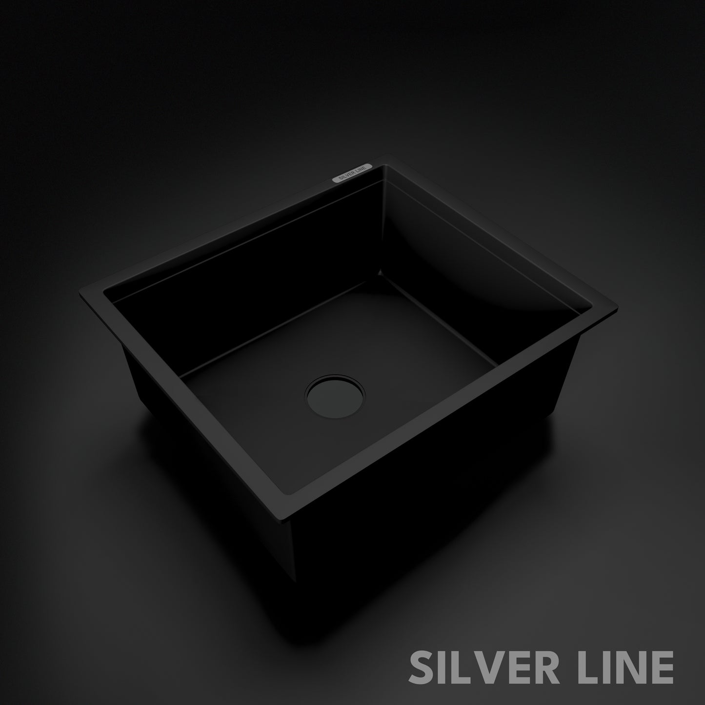 German Quartz Single Bowl Kitchen Sink - Midnight Black (21" x 18" x 8")