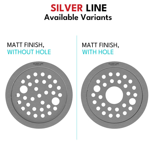 Round Floor Drain (5" x 5") | SS 304 | Matt Finish | For Bathroom, Kitchen, Balcony - Silver Line
