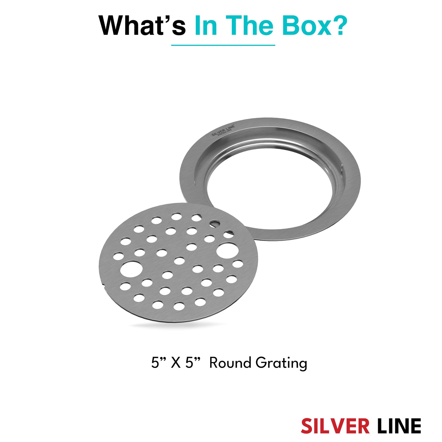 Round Floor Drain (5" x 5") | SS 304 | Matt Finish | For Bathroom, Kitchen, Balcony - Silver Line