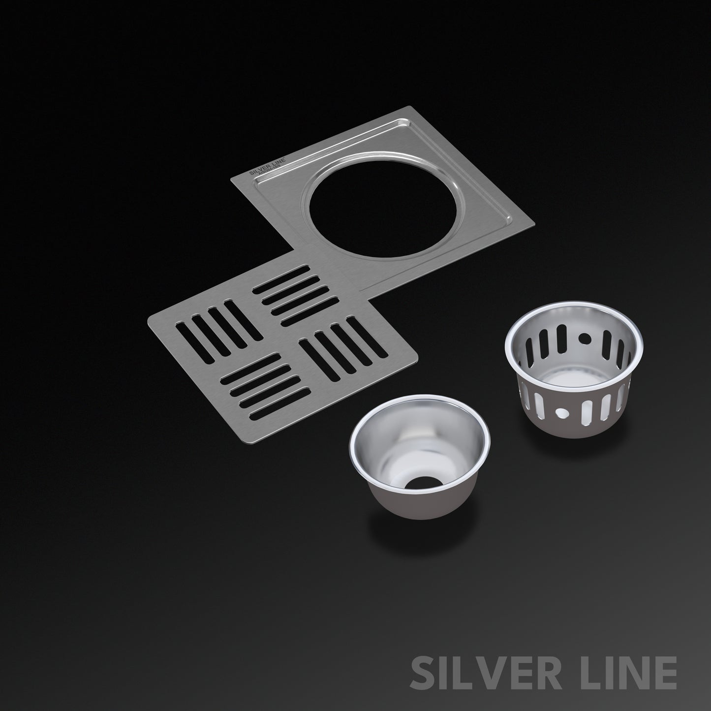 Square Floor Drain with Cockroach Trap (5" x 5") | SS 304 | Matt & Gloss Finish | For Bathroom, Kitchen, Balcony - Silver Line
