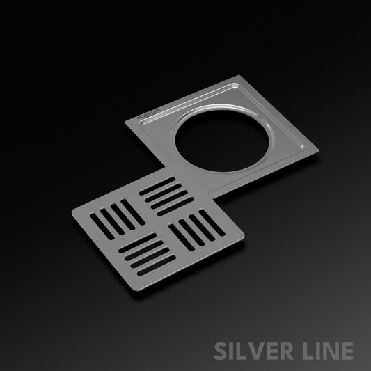 Square Floor Drain (5" x 5") | SS 304 | Matt & Gloss Finish | For Bathroom, Kitchen, Balcony - Silver Line