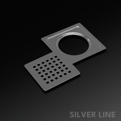Square Cut Design Floor Drain (5" x 5") | SS 304 | Matt & Gloss Finish | For Bathroom, Kitchen, Balcony - Silver Line