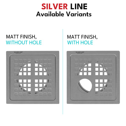 MultiSquare Floor Drain (6" x 6") | SS 304 | Matt Finish | For Bathroom, Kitchen, Balcony - Silver Line