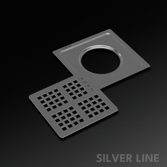 MultiSquare Floor Drain (6" x 6") | SS 304 | Matt Finish | For Bathroom, Kitchen, Balcony - Silver Line