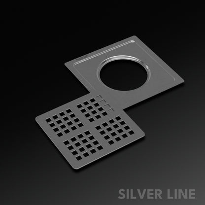 MultiSquare Floor Drain (6" x 6") | SS 304 | Matt Finish | For Bathroom, Kitchen, Balcony - Silver Line