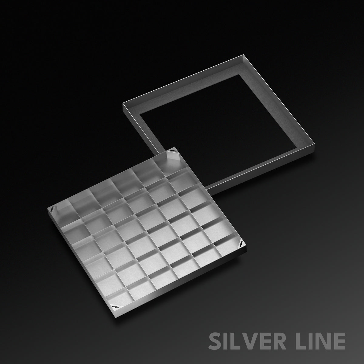 Recessed Manhole Cover (27" x 27") | SS 304 - Heavy Duty with Tile/Marble Insert for Indoor & Outdoor Use - Silver Line