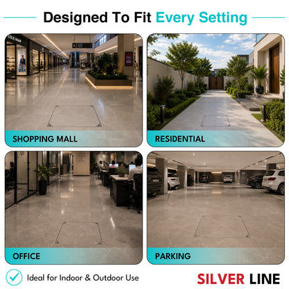 Recessed Manhole Cover (27" x 27") | SS 304 - Heavy Duty with Tile/Marble Insert for Indoor & Outdoor Use - Silver Line