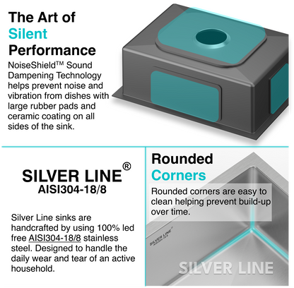 Handmade Single Bowl 304 Grade Kitchen Sink (24" x 18" x 10")