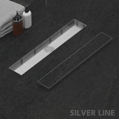 Tile Insert Shower Drain Channel | 304 Stainless Steel | Invisible Shower Channel with Cockroach Trap - Silver Line
